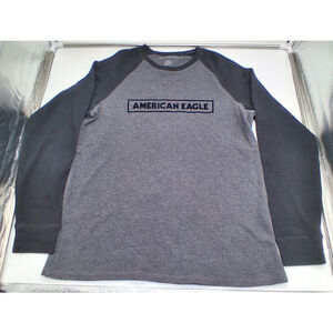 American Eagle Outfitters Men’s Large Knit Thermal Raglan Logo Shirt.